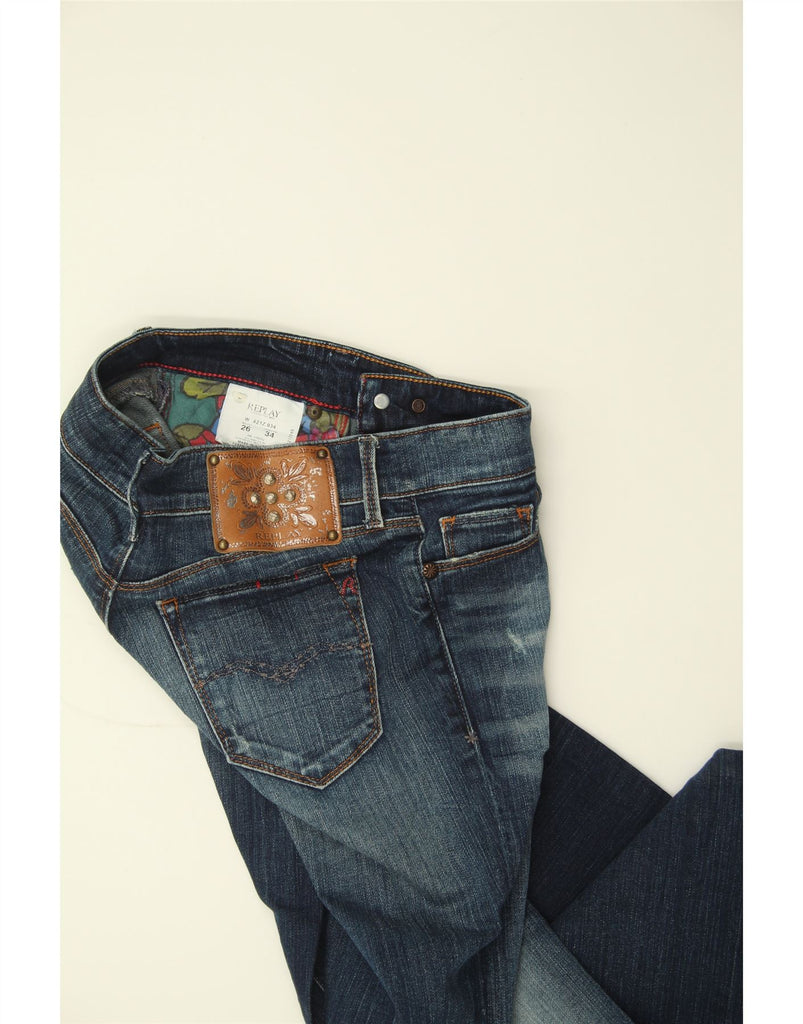 REPLAY Womens Teena Flared Jeans W24 L34 Blue Cotton Vintage Replay and Second-Hand Replay from Messina Hembry 