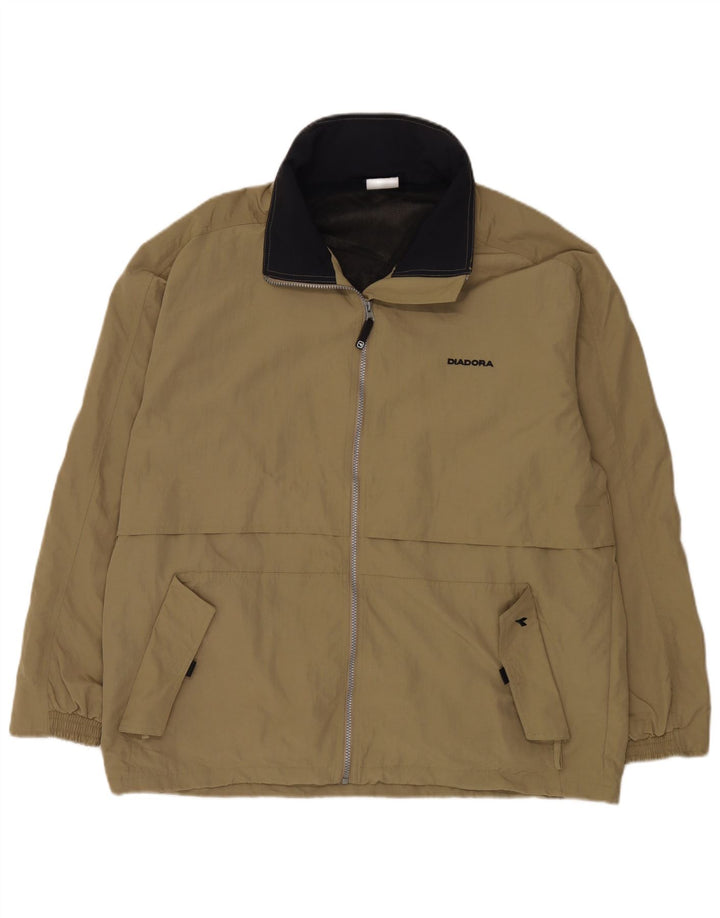 Diadora Mens Hooded Tracksuit Top Jacket XL Khaki Polyamide