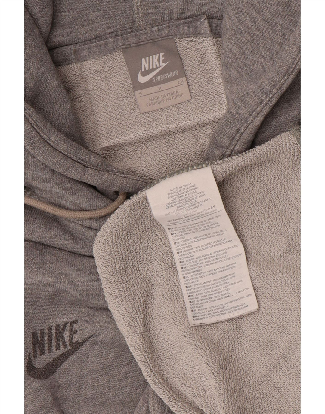 Nike Mens Graphic Hoodie Jumper Small Grey Cotton