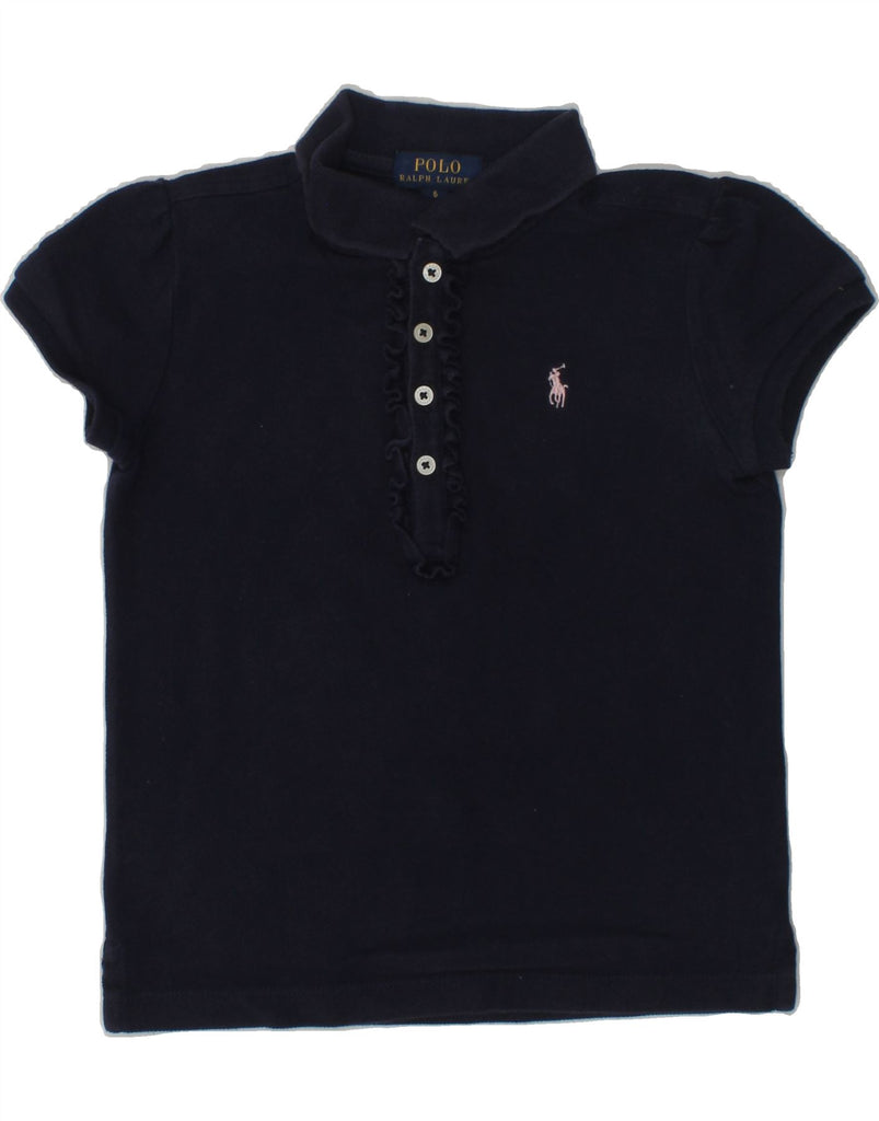 POLO RALPH LAUREN Girls Polo Shirt 5-6 Years Navy Blue Cotton | Vintage Polo Ralph Lauren | Thrift | Second-Hand Polo Ralph Lauren | Used Clothing | Messina Hembry 