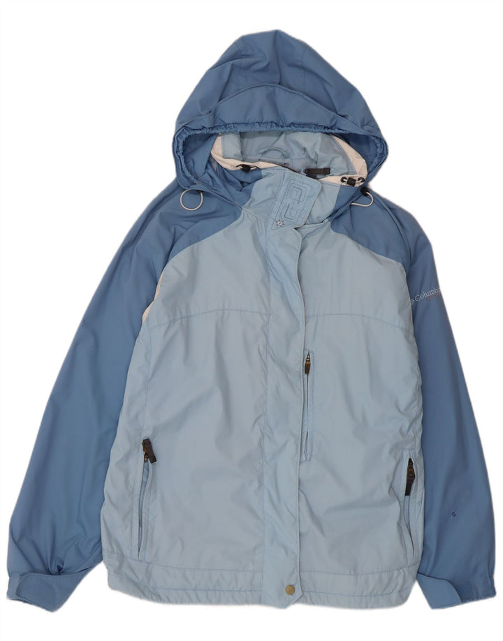 COLUMBIA Womens Oversized Hooded Rain Jacket UK 18 XL Blue Colourblock