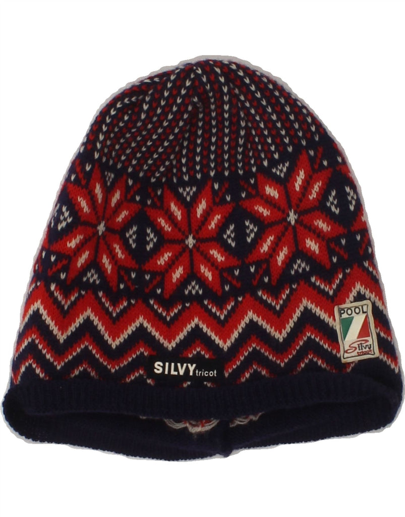 SILVY Mens Beanie Hat One Size Red Fair Isle New Wool | Vintage Silvy | Thrift | Second-Hand Silvy | Used Clothing | Messina Hembry 