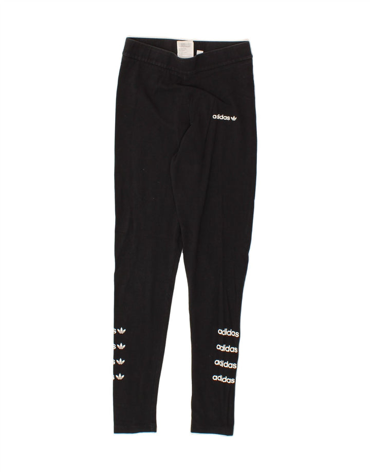 ADIDAS Womens Graphic Leggings UK 14 Large Black Cotton Vintage Adidas and Second-Hand Adidas from Messina Hembry 