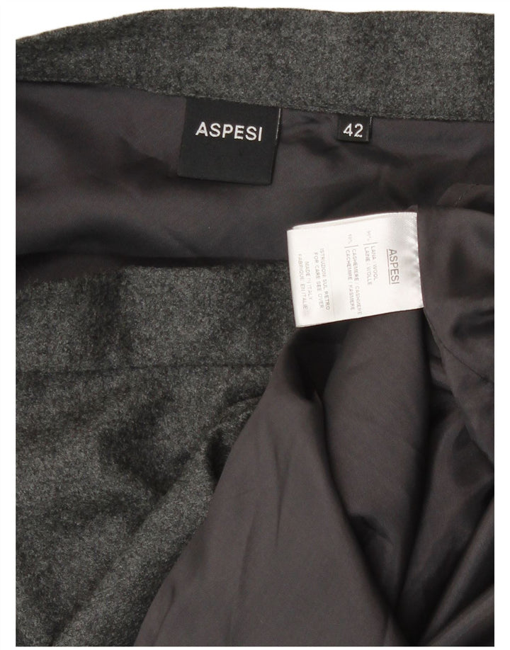 Aspesi Womens A-Line Skirt IT 42 Medium W28  Grey Wool