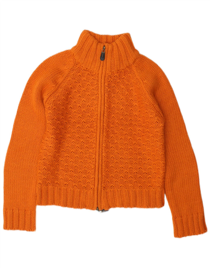 Zara Womens Crop Cardigan Sweater UK 12 Medium Orange Acrylic