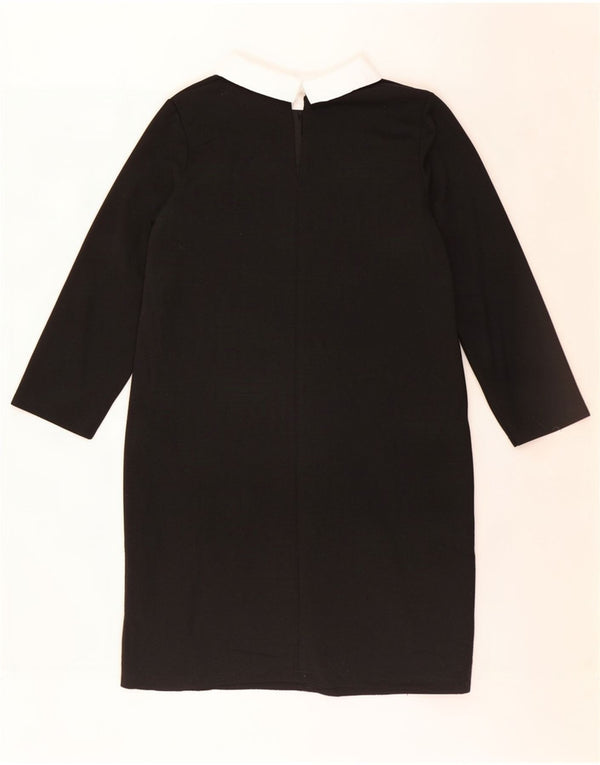 Zara Womens 3/4 Sleeve Shift Dress UK 12 Medium Black Colourblock