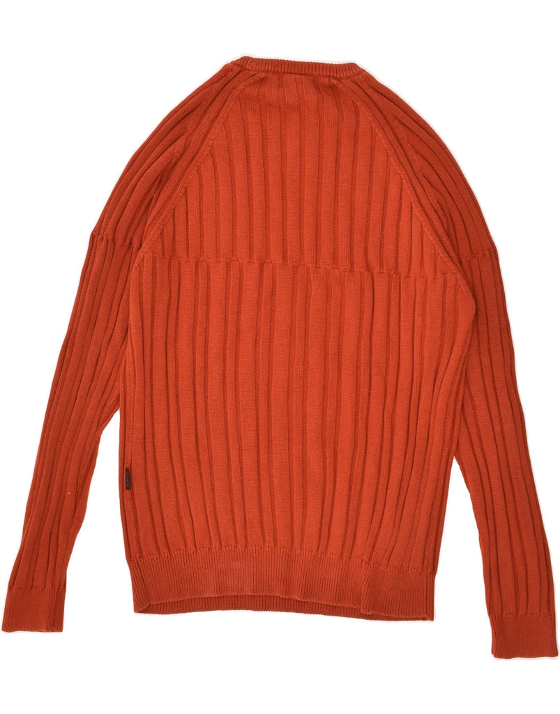 HUGO BOSS Mens Crew Neck Jumper Sweater IT 50 Medium Orange Cotton Vintage Hugo Boss and Second-Hand Hugo Boss from Messina Hembry 