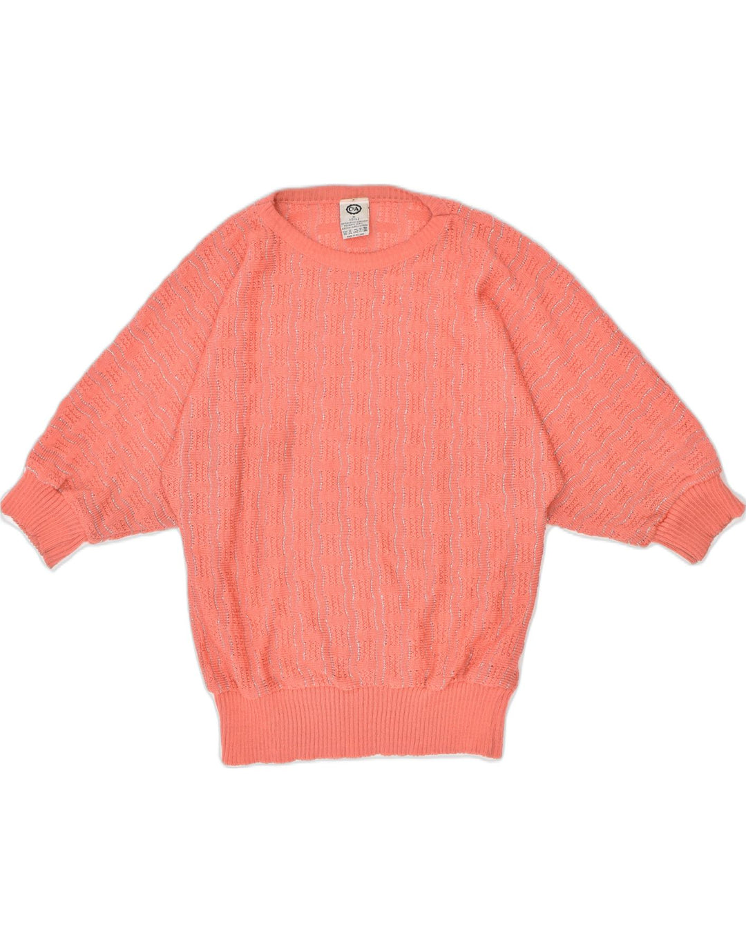C & A Womens 3/4 Sleeve Crew Neck Jumper Sweater EU 40/42  Medium Pink | Vintage | Thrift | Second-Hand | Used Clothing | Messina Hembry 