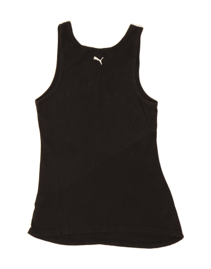PUMA Womens Graphic Vest Top UK 14 Medium Black Cotton Vintage Puma and Second-Hand Puma from Messina Hembry 