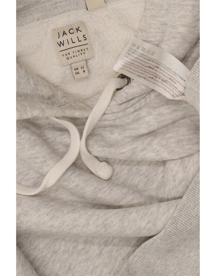 Jack Wills Womens Hoodie Jumper UK 12 Medium Grey Cotton