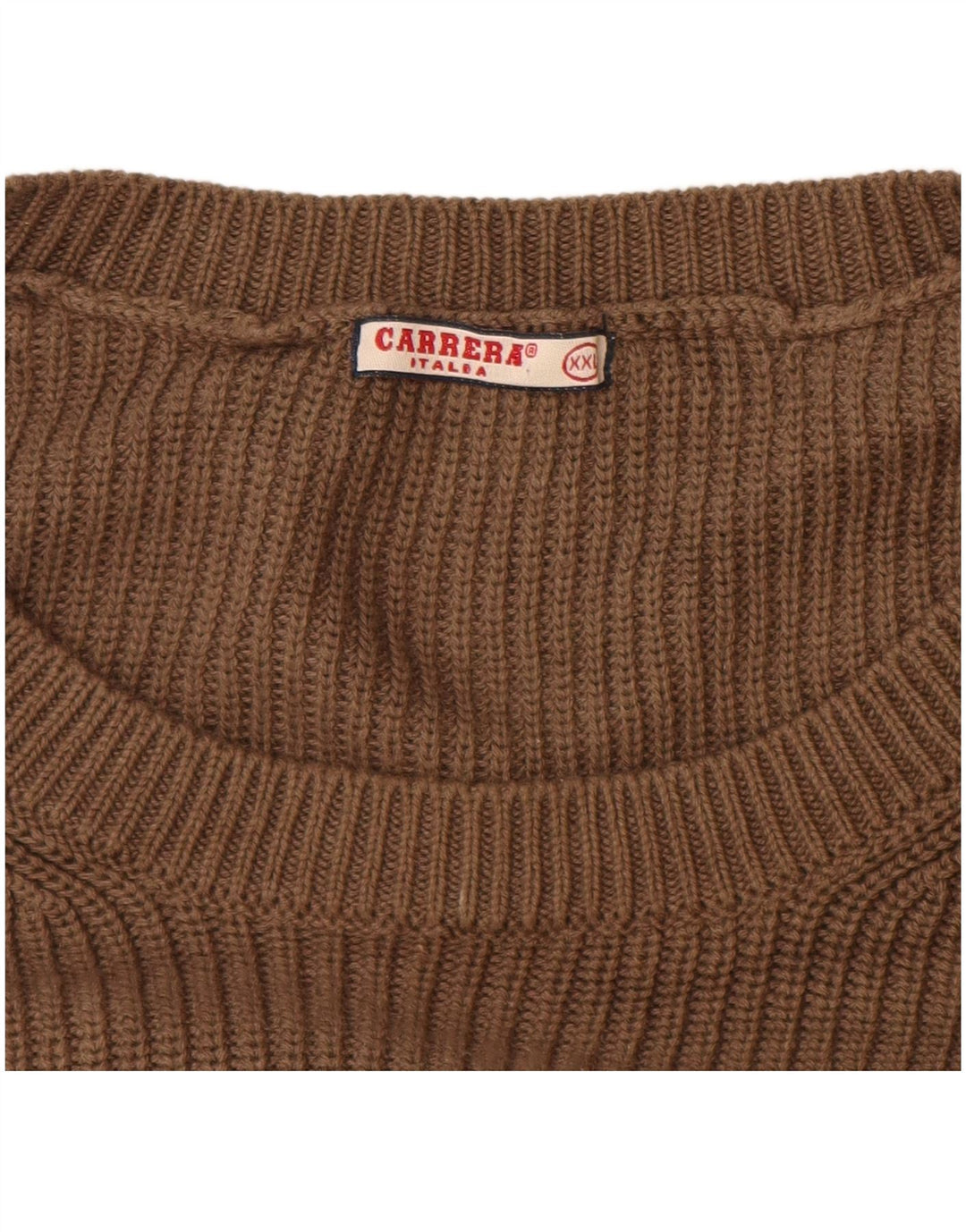 Carrera Mens Crew Neck Jumper Sweater 2XL Brown Cotton