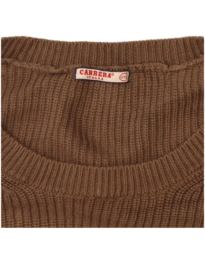 Carrera Mens Crew Neck Jumper Sweater 2XL Brown Cotton