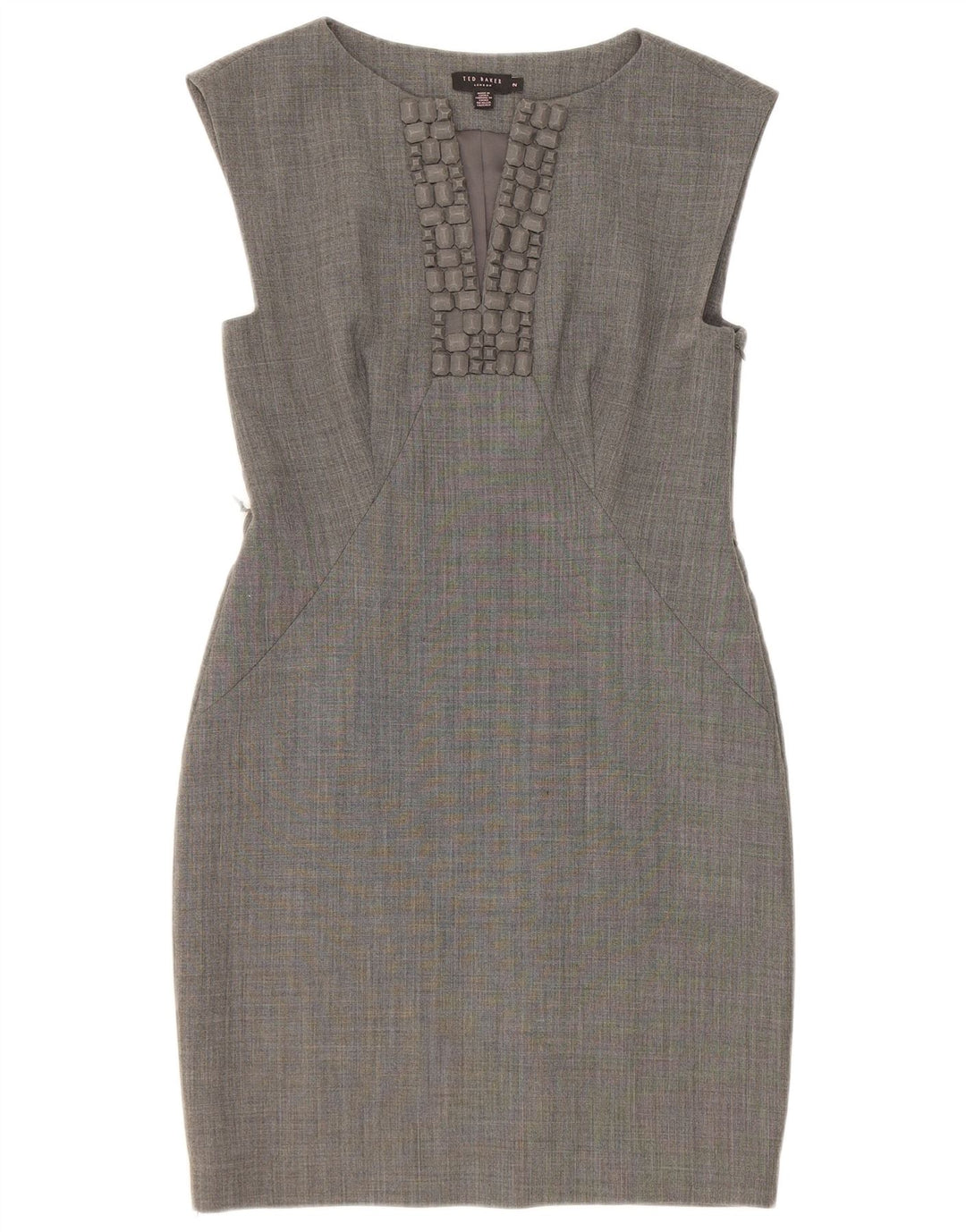 Ted Baker Womens Sleeveless Sheath Dress Size 2 Small Grey Polyester