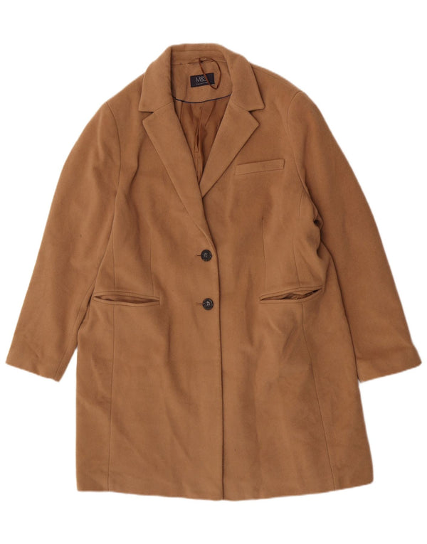 Marks & Spencer Womens Overcoat UK 20 2XL Brown Wool