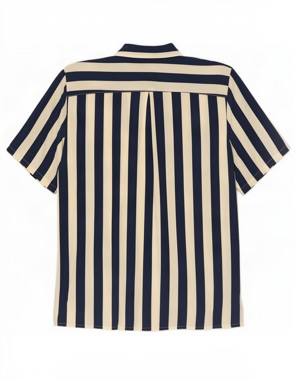 Vintage Womens Short Sleeve Shirt Blouse IT 42 Medium Navy Blue Striped
