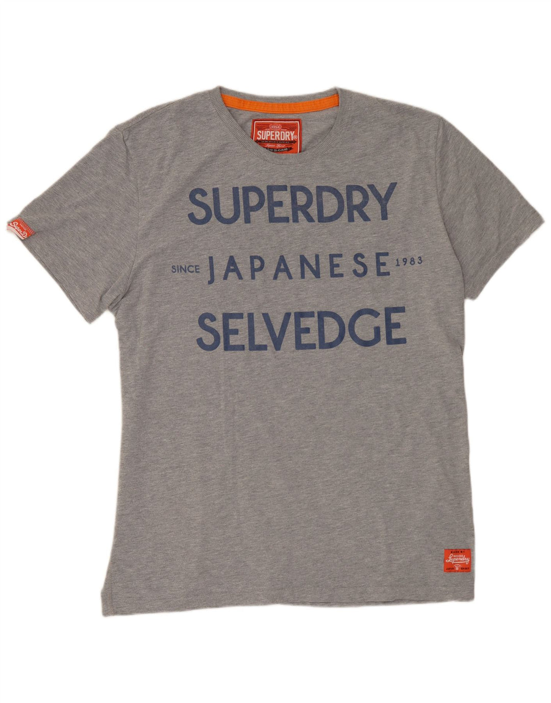 SUPERDRY Mens Graphic T-Shirt Top XL Grey Flecked Cotton