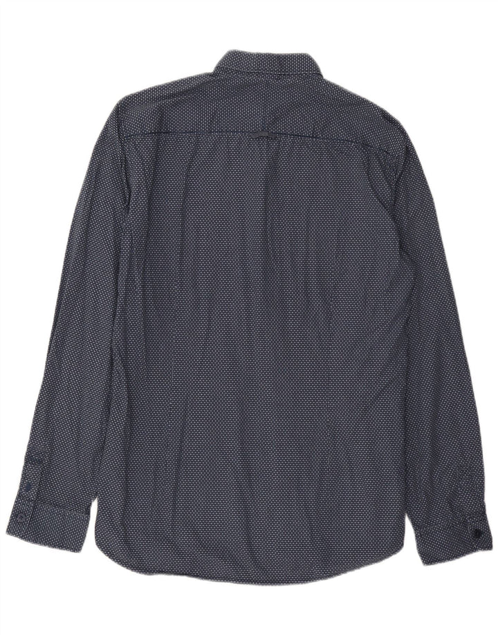 TOM TAILOR Mens Fitted Shirt Medium Navy Blue Geometric Cotton Vintage Tom Tailor and Second-Hand Tom Tailor from Messina Hembry 
