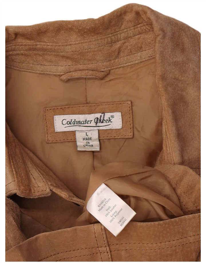 Coldwater Creek Womens Suede Jacket UK 16 Large Brown Leather