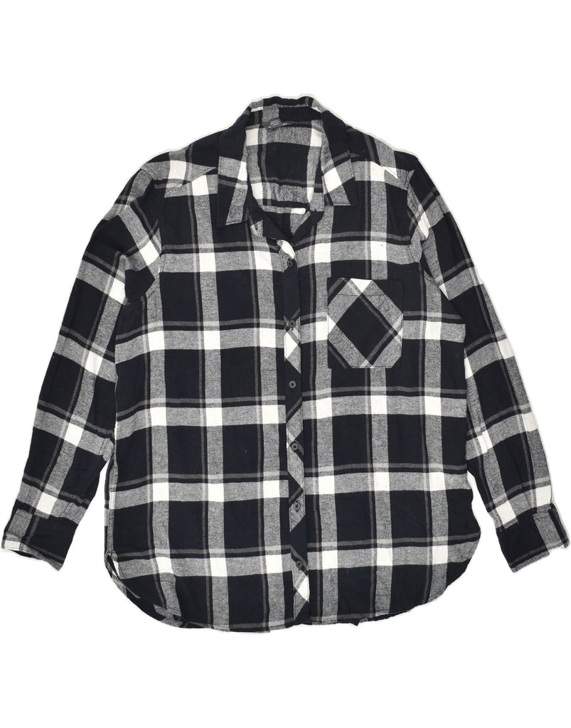 EDDIE BAUER Womens Flannel Shirt UK 18 XL Black Check Cotton | Vintage Eddie Bauer | Thrift | Second-Hand Eddie Bauer | Used Clothing | Messina Hembry 