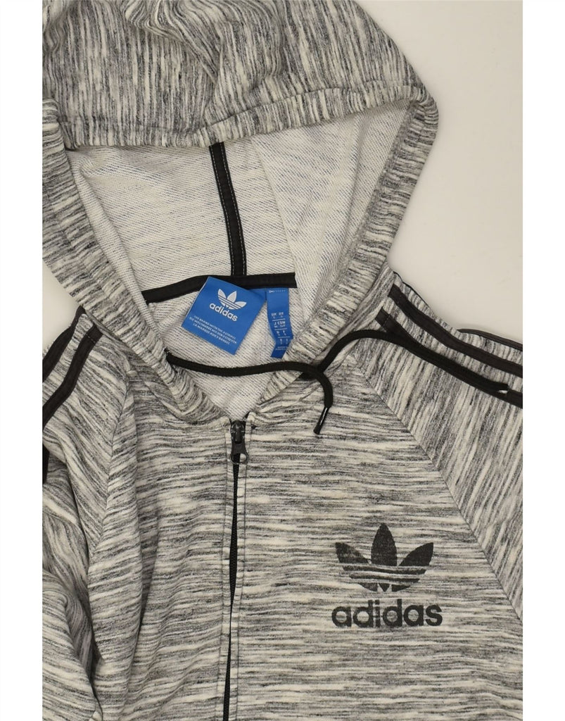 ADIDAS Mens Zip Hoodie Sweater Small Grey Pinstripe Cotton | Vintage Adidas | Thrift | Second-Hand Adidas | Used Clothing | Messina Hembry 