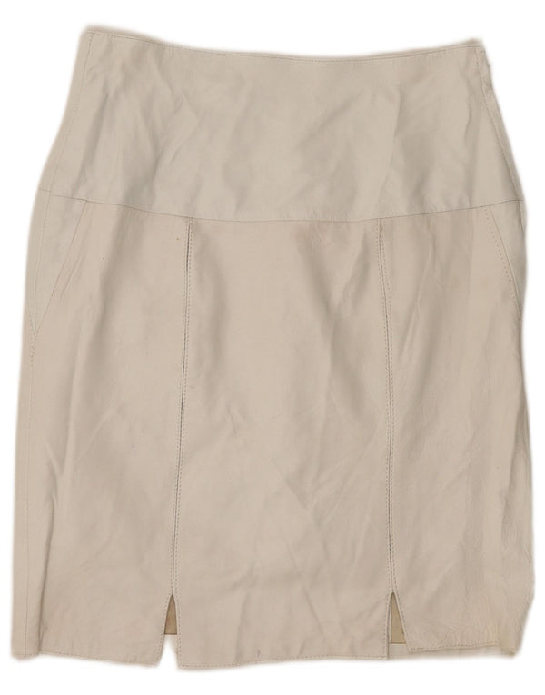 Vintage Womens Leather Skirt IT 44 Medium W28 White Leather