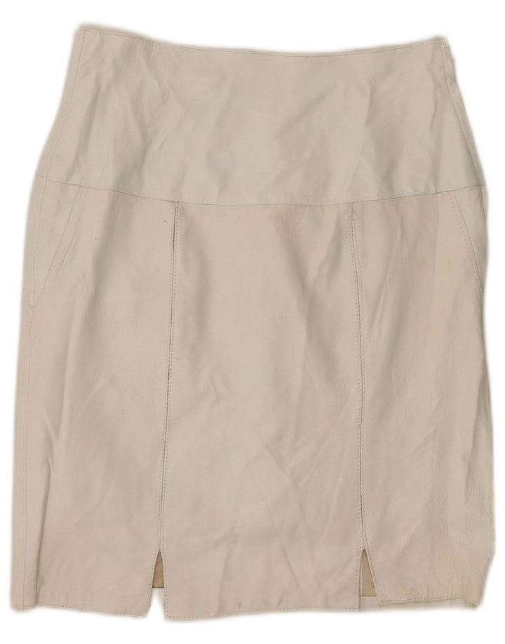 Vintage Womens Leather Skirt IT 44 Medium W28 White Leather