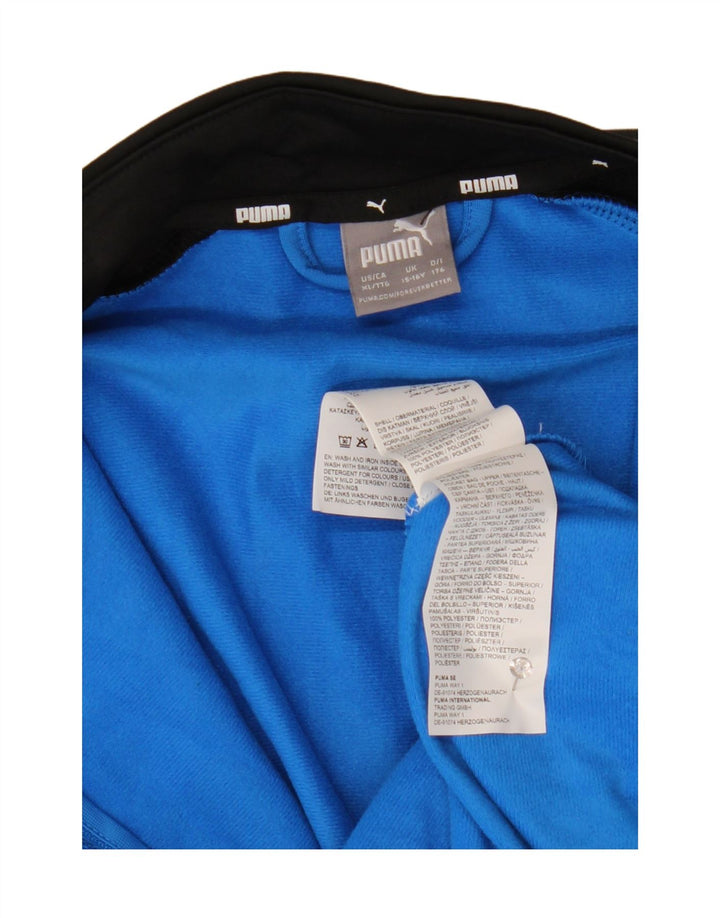 Puma Boys Graphic Tracksuit Top Jacket 15-16 Years Blue Colourblock