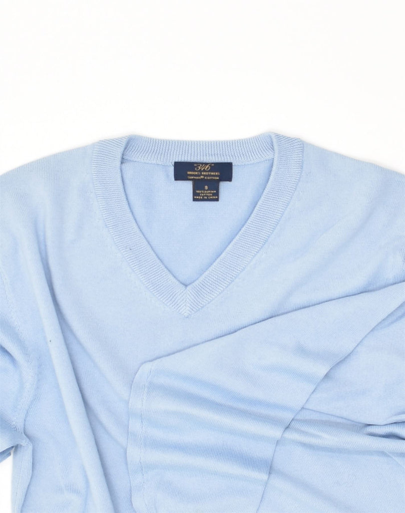 BROOKS BROTHERS Mens 346 V-Neck Jumper Sweater Small Blue Cotton | Vintage Brooks Brothers | Thrift | Second-Hand Brooks Brothers | Used Clothing | Messina Hembry 