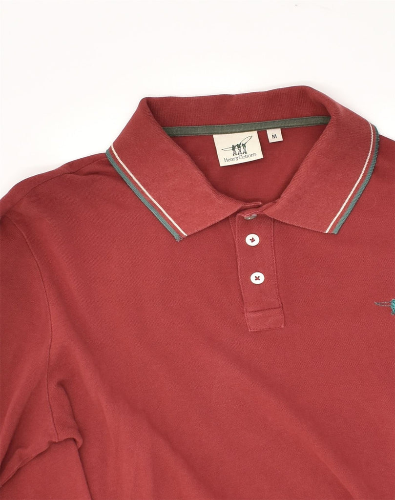 HENRY COTTONS Mens Long Sleeve Polo Shirt Medium Maroon Cotton | Vintage Henry Cottons | Thrift | Second-Hand Henry Cottons | Used Clothing | Messina Hembry 