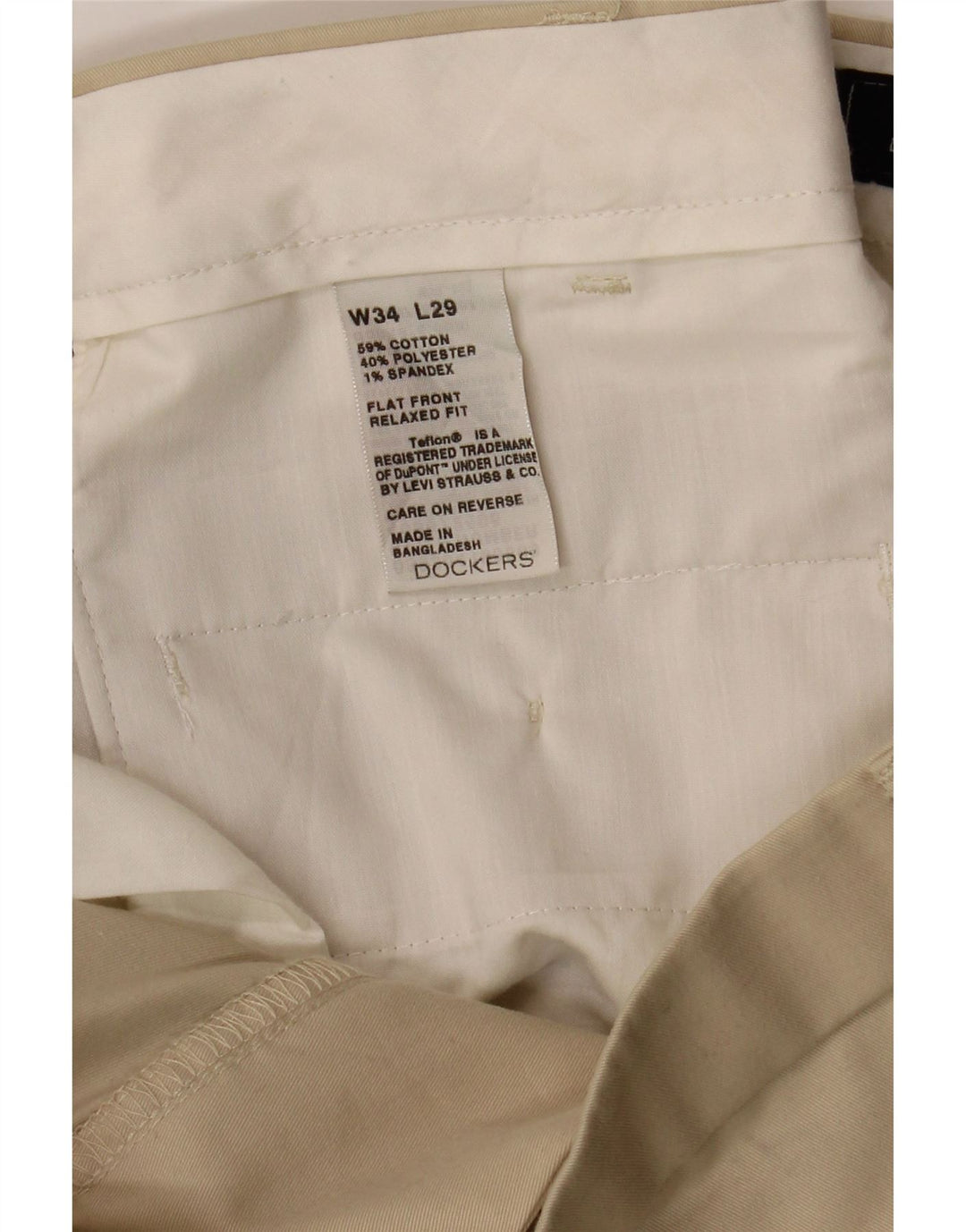 DOCKERS Mens Straight Chino Trousers W34 L29 Beige Cotton Vintage Dockers and Second-Hand Dockers from Messina Hembry 