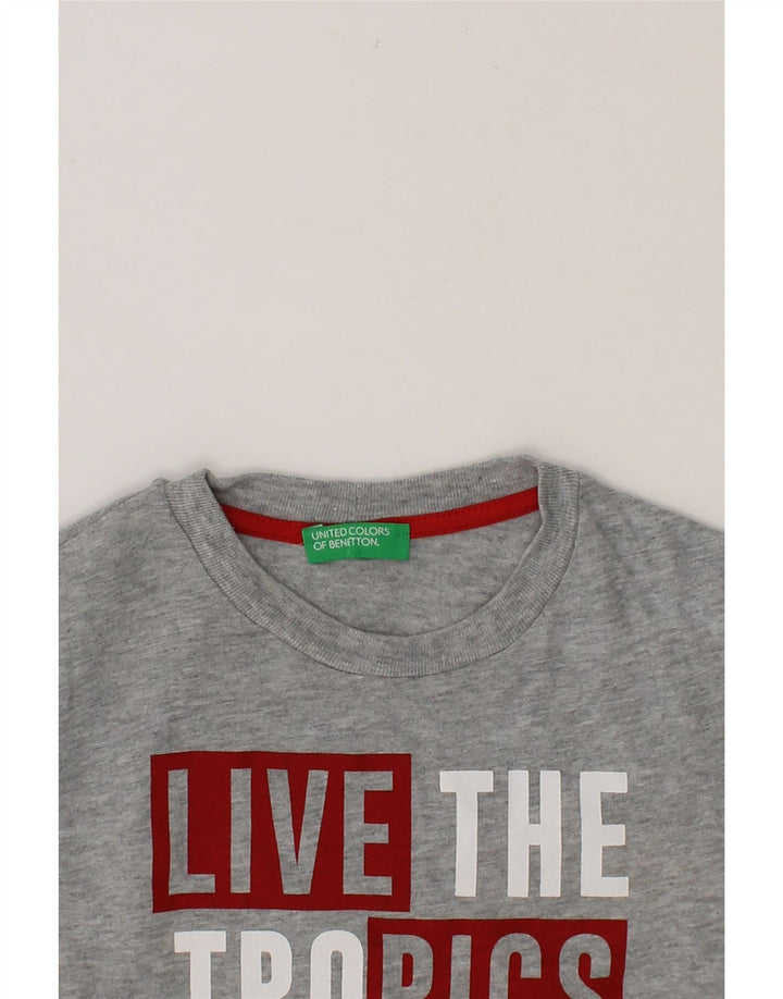 BENETTON Boys Graphic T-Shirt Top 6-7 Years Small  Grey Cotton Vintage Benetton and Second-Hand Benetton from Messina Hembry 