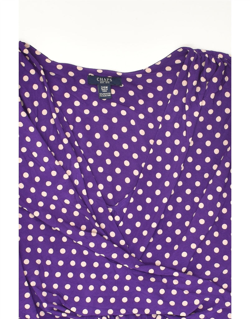 CHAPS Womens Basic Dress UK 20 2XL Purple Polka Dot Polyester | Vintage Chaps | Thrift | Second-Hand Chaps | Used Clothing | Messina Hembry 