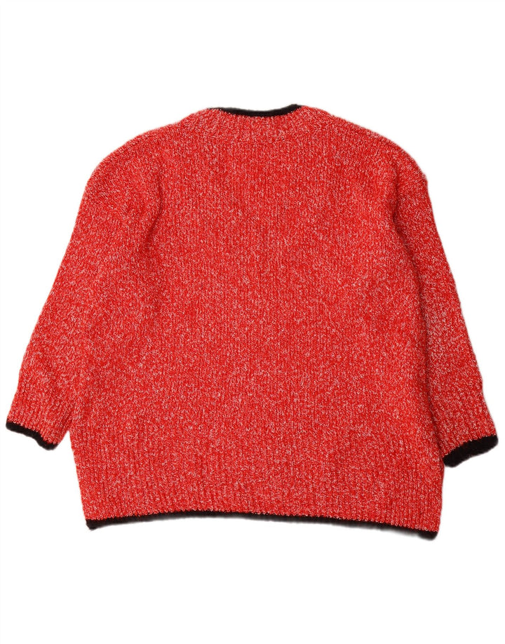 Marks & Spencer Womens V-Neck Jumper Sweater UK 16 Large Red Polyester