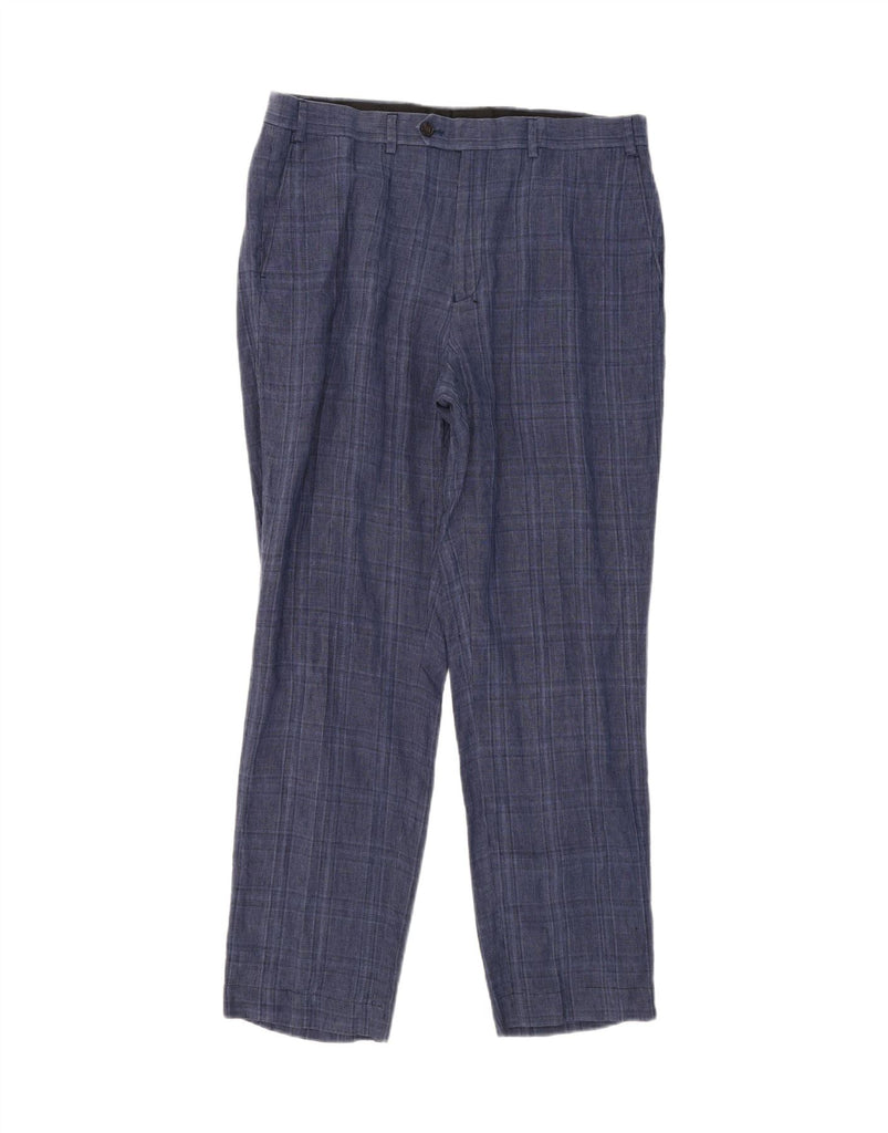 RALPH LAUREN Mens Straight Suit Trousers W36 L32 Blue Check Linen Vintage Ralph Lauren and Second-Hand Ralph Lauren from Messina Hembry 