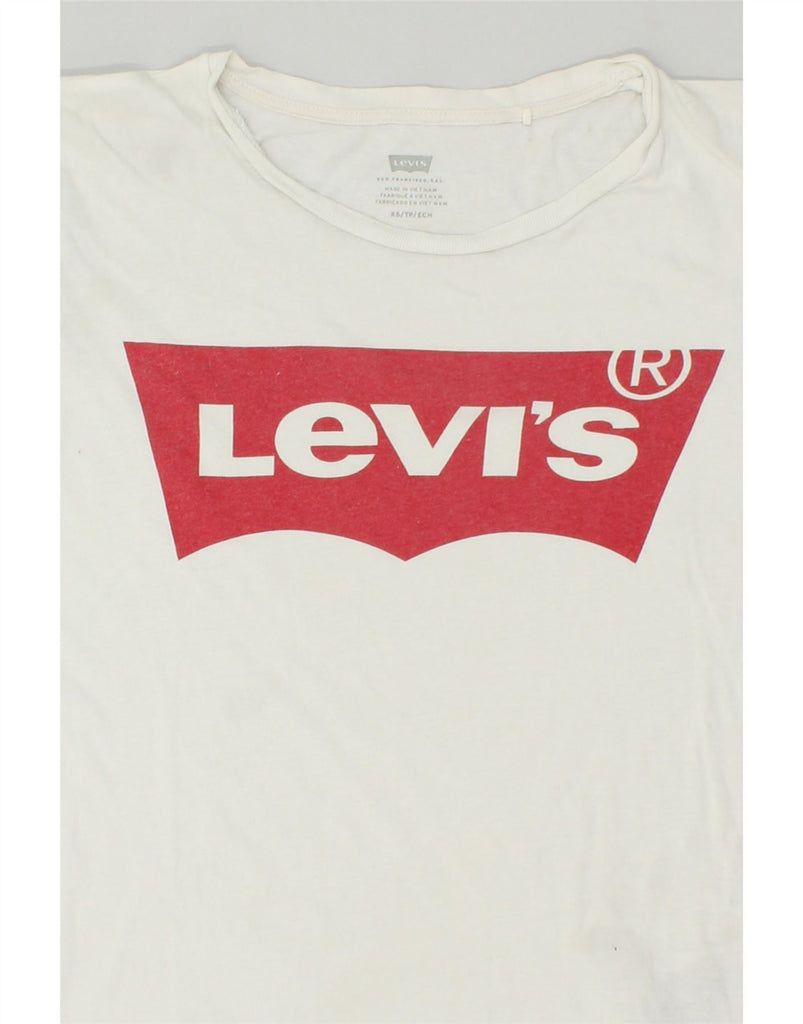LEVI'S Womens Graphic T-Shirt Top UK 6 XS White Cotton | Vintage Levi's | Thrift | Second-Hand Levi's | Used Clothing | Messina Hembry 