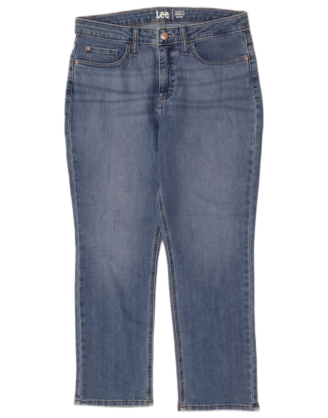 Lee Womens Mid Rise Regular Fit Straight Jeans US 10 Large W32 L27 Blue