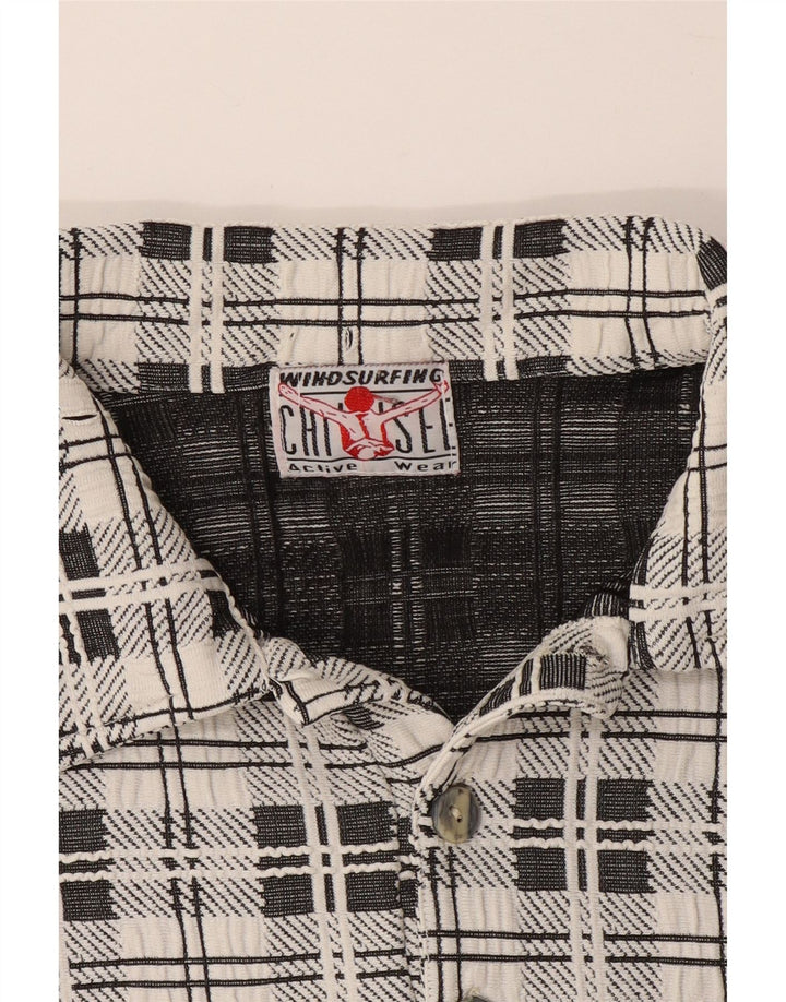 CHIEMSEE Mens Flannel Pullover Shirt Medium White Check