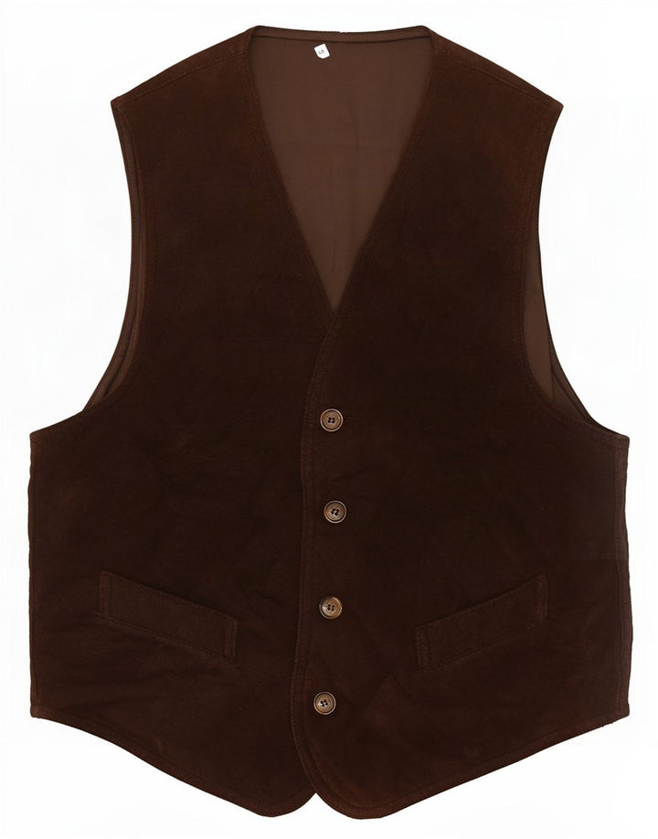 Vintage Mens Suede Waistcoat Small Brown