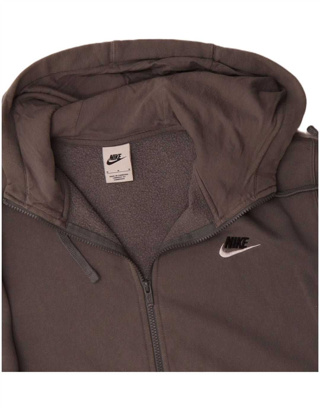 NIKE Mens Zip Hoodie Sweater Medium Grey Cotton