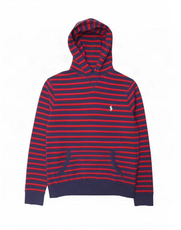 Polo Ralph Lauren Mens Hoodie Jumper Medium Navy Blue Striped Cotton