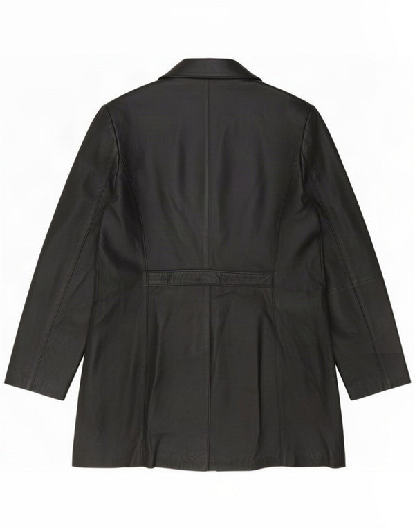 Vintage Womens Leather Coat UK 16 Large Black