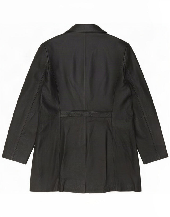 Vintage Womens Leather Coat UK 16 Large Black