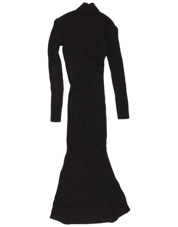 Reiss Womens Maxi Knit Bodycon Dress UK 10 Small Black Viscose