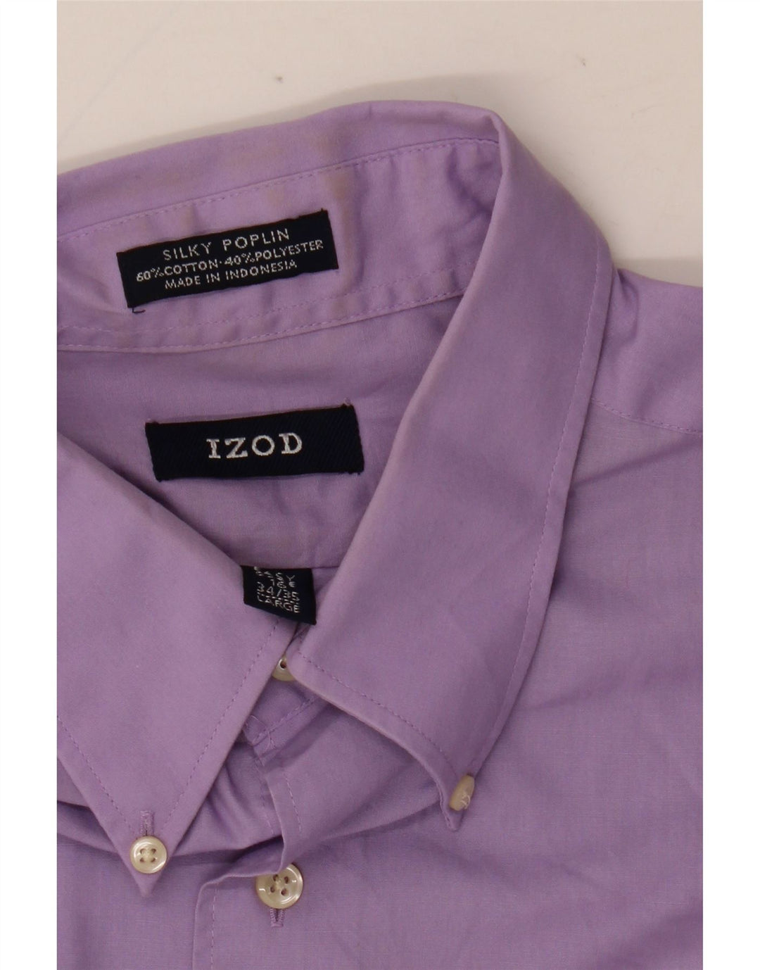 IZOD Mens Shirt Size 16 Large Purple Cotton