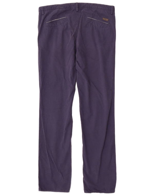Hugo Boss Mens Straight Chino Trousers IT 52 XL W36 L32 Navy Blue Cotton