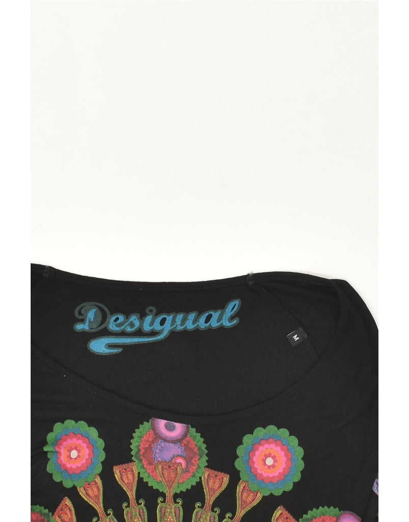 DESIGUAL Womens Blouse Top UK 12 Medium Black Floral | Vintage Desigual | Thrift | Second-Hand Desigual | Used Clothing | Messina Hembry 