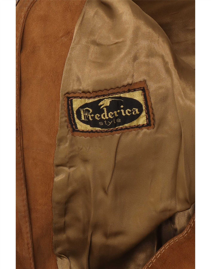 Vintage Womens Suede Jacket UK 14 Medium Brown