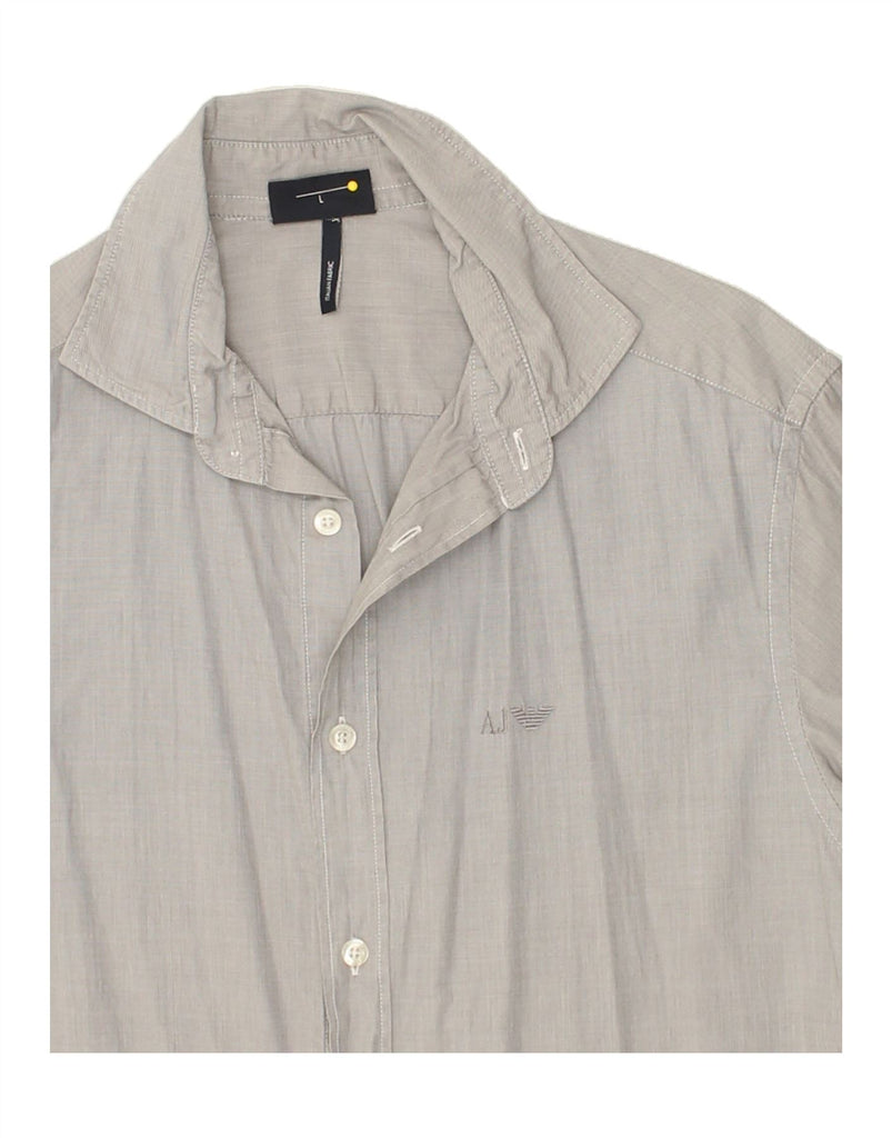 ARMANI JEANS Mens Shirt Large  Grey Cotton Vintage Armani Jeans and Second-Hand Armani Jeans from Messina Hembry 