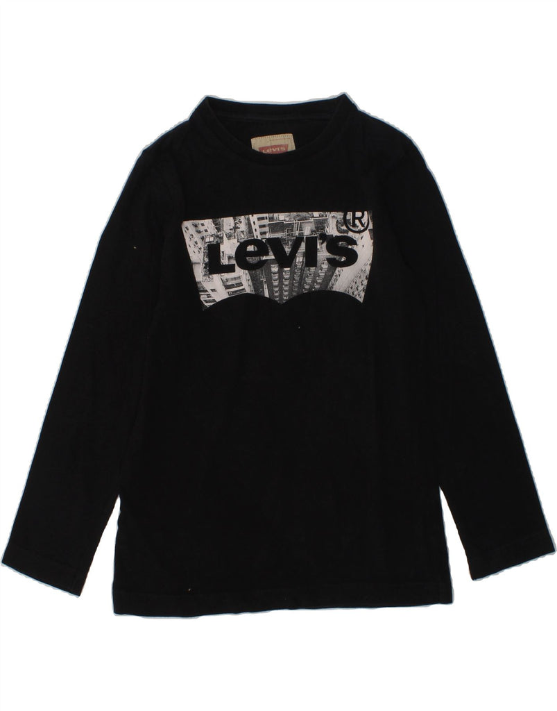 LEVI'S Boys Graphic Top Long Sleeve 7-8 Years Black Cotton | Vintage Levi's | Thrift | Second-Hand Levi's | Used Clothing | Messina Hembry 