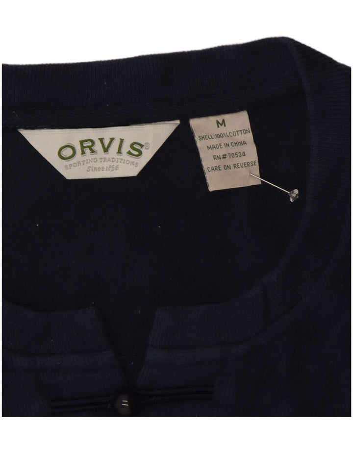 ORVIS Womens Top Long Sleeve UK 14 Medium Navy Blue Cotton